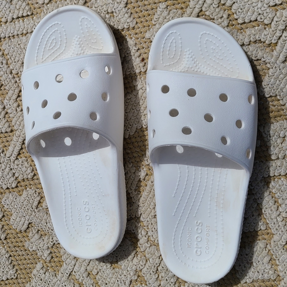 Crocs‎ Classic Slide Sandals womens size 7 White slides summer pool beach - Picture 9 of 11